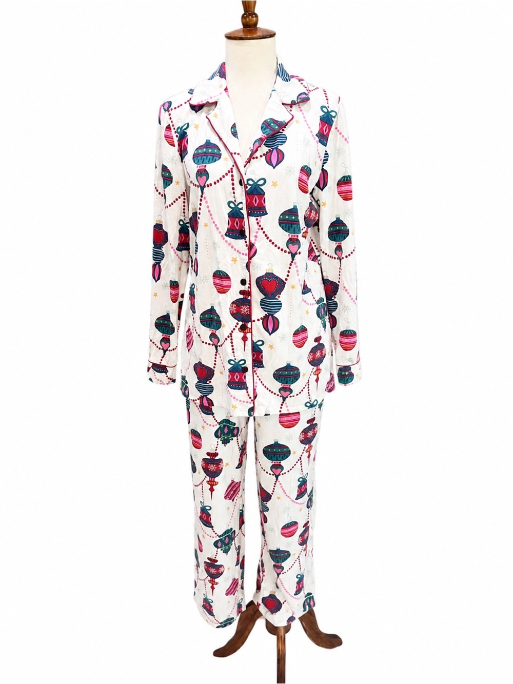 Soma Ornament Women’s White Holiday Ornament Print Pajama Set M